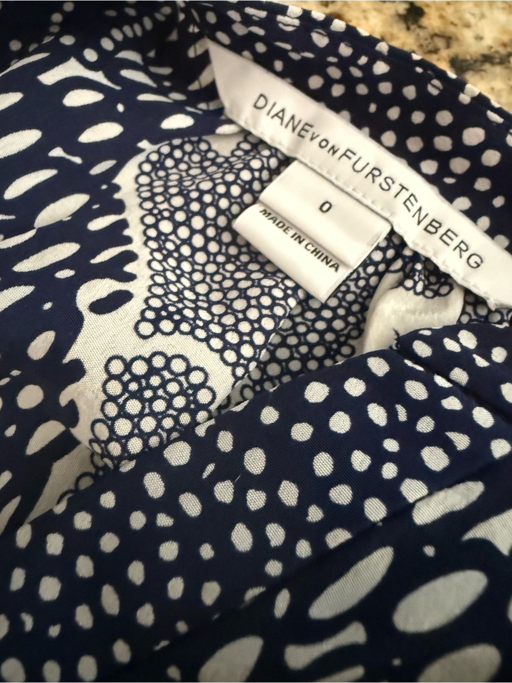 Diane Von Furstenberg Navy and White Printed Dress - Picture 3 of 6